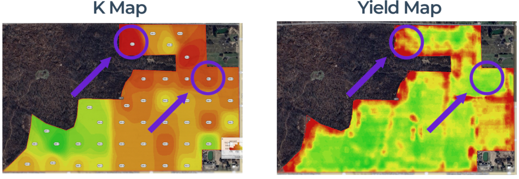 Yield maps often don't correlate well with nutrient maps.