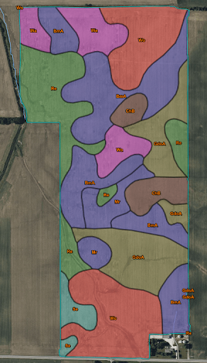 Example downloaded soil type map for precision soil sampling